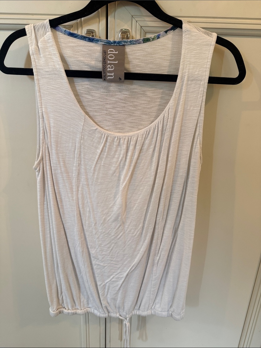 dolan Cream Scoop Neck Drawstring Tank